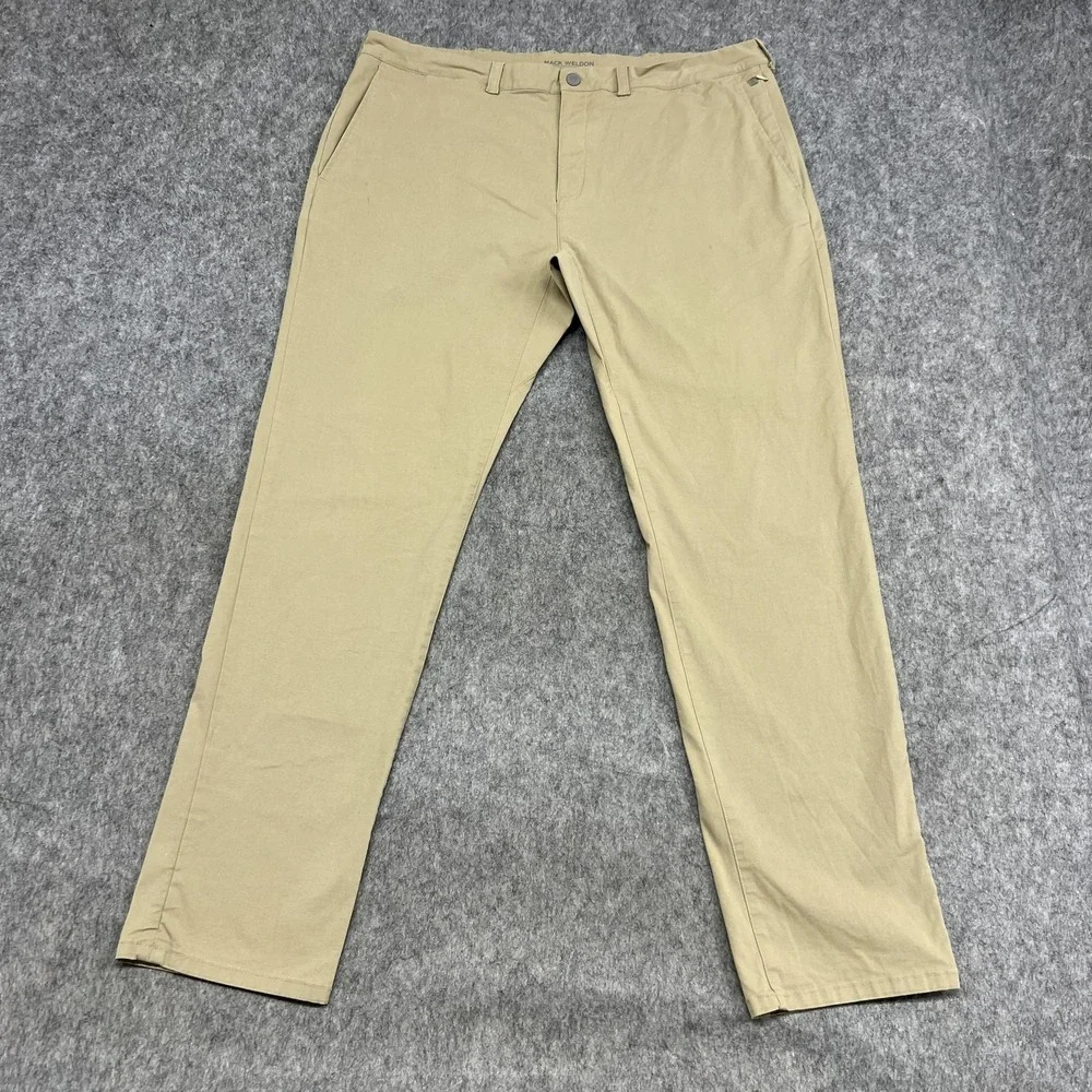 Mack Weldon Pants Mens 38x32 Beige Stretch Chino Casual Straight Comfort‎ Travel